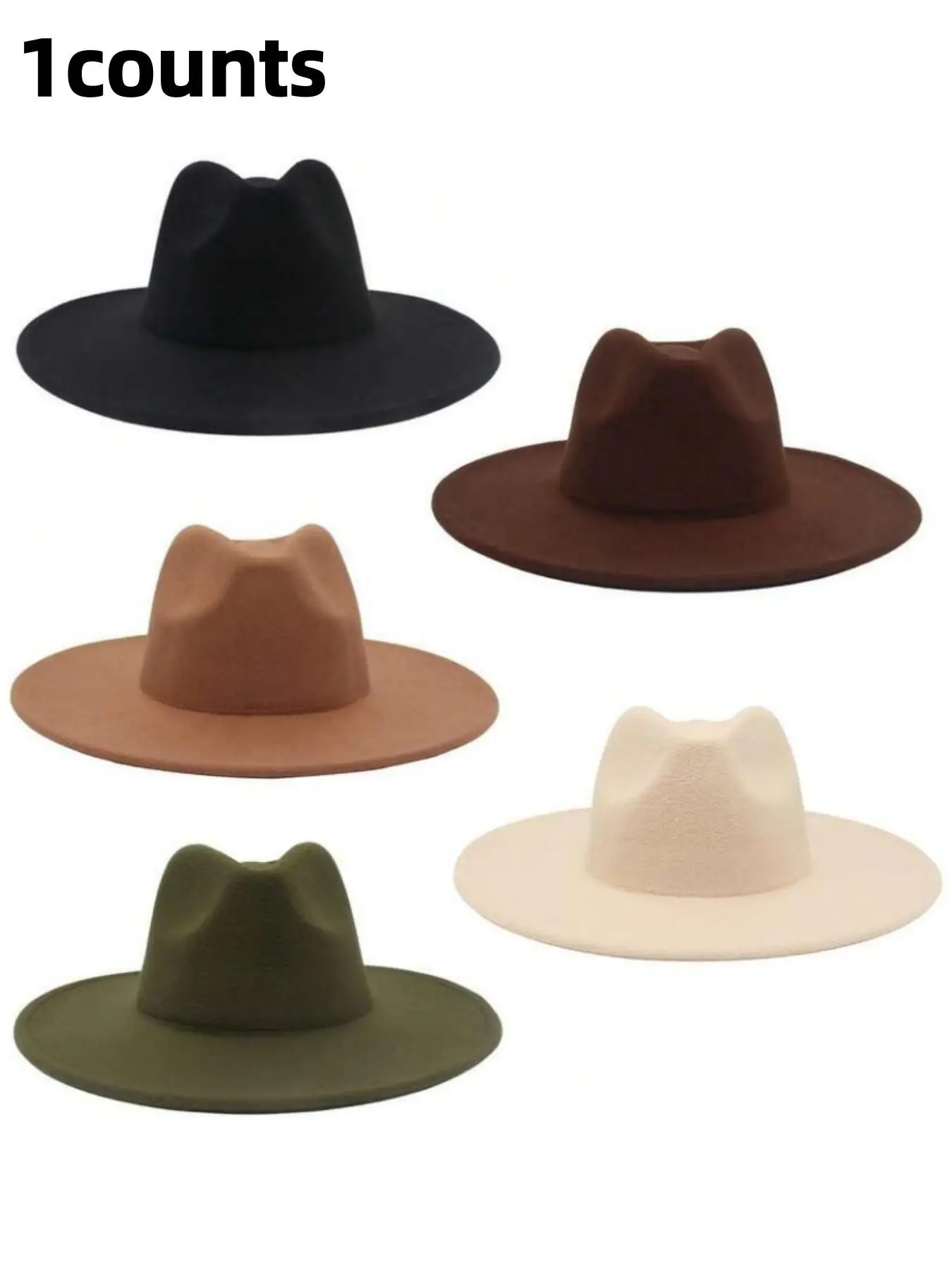 Classic Flat Brim Hat, Western Cowboy Hat, Elegant Streetwear, Horseback Riding Brimmed Hat, Unisex Woolen Fedora, Vintage Sunshade Hat