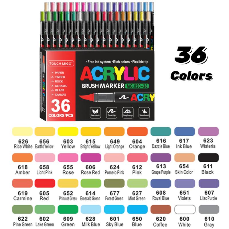 Acrylic Paint Markers Set, Soft Brush Tip Acrylic Paint Pens for Wood Rock Glass Canvas Stone Fabric Glass Metal Ceramic Canvas DIY Crafts Art Supplies,Back to  School,Halloween,Christmas Gift, Diy Painting Supplies