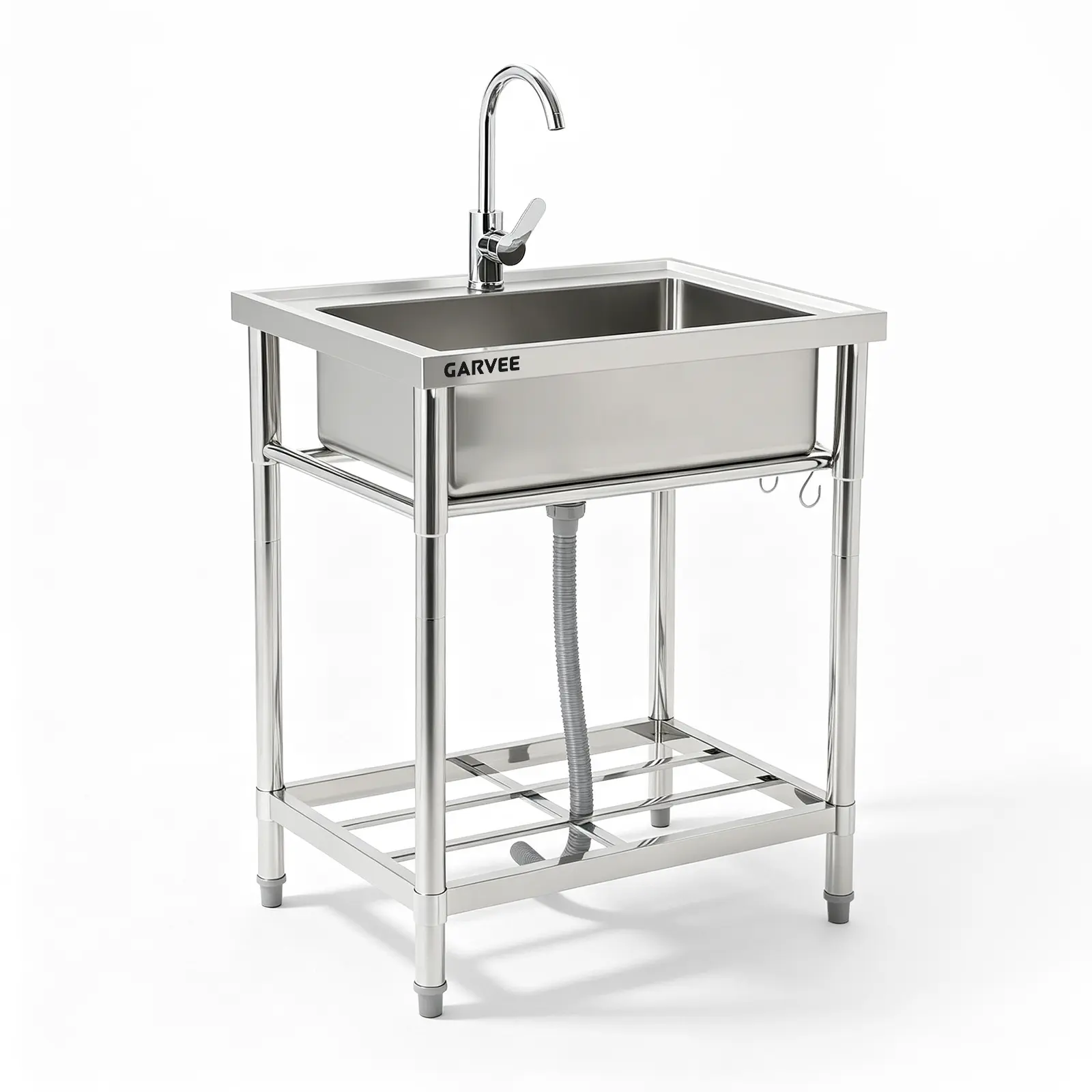 28" Stainless Steel Utility Sink - NSF Certified Single Bowl Standing Sink with Faucet & Storage Rack for Kitchen, Laundry, Garage & Outdoor