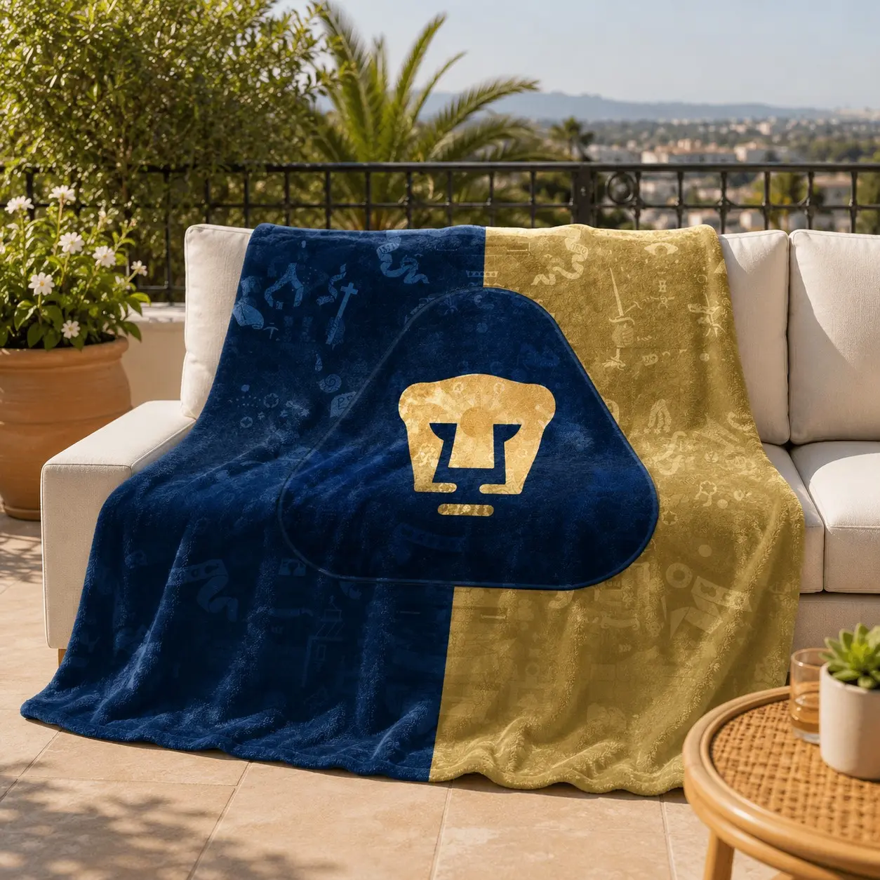 Pumas Unam Throw Blanket, Soccer Football Fan Soft Flannel Blanket, Blue, Couch Bed Blanket, Perfect Gift, Cozy Throw Blanket, Flannel Throw Blankets