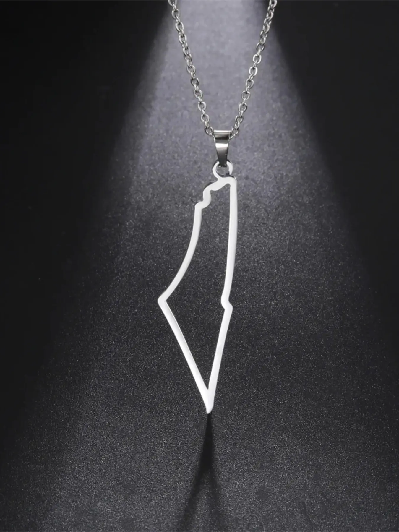 Trendy Stainless Steel Necklace Israel Pakistan Map Pendant Chain Hollow Text Mountain Design Unisex Ethnic Jewelry Gift