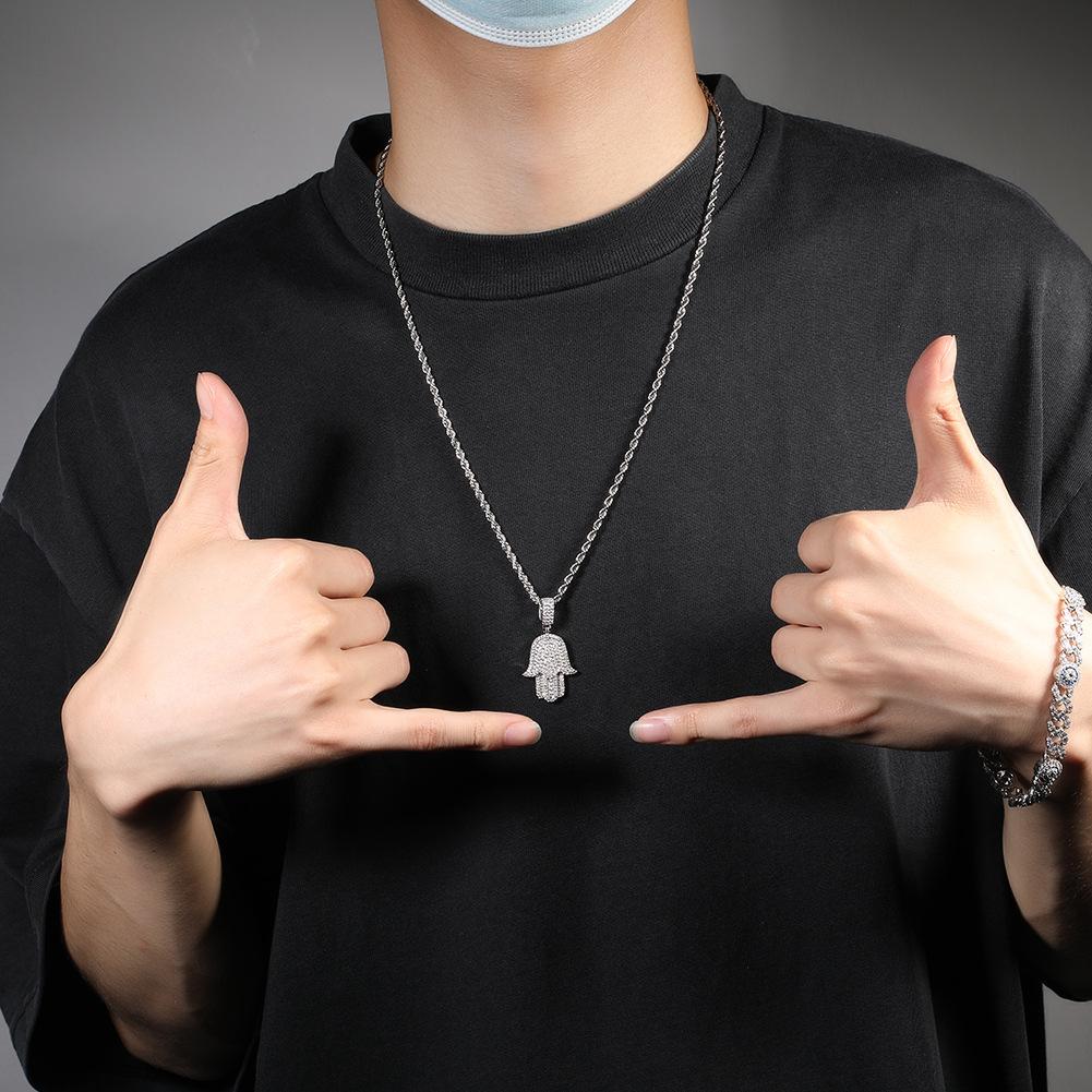 [ICE HUE]18K Gold Vacuum Plated Copper with 5A+ Sri Lanka Zircon Hamsa Hand Design Pendant With Necklace Miami Italy Mexico & Micro Inspired for Women & Men Luxury Jewelry,Daily Wear,Casual Fashion,Gift Idea,Chicano,Classic,Hip Hop,Simple,Sporty Style