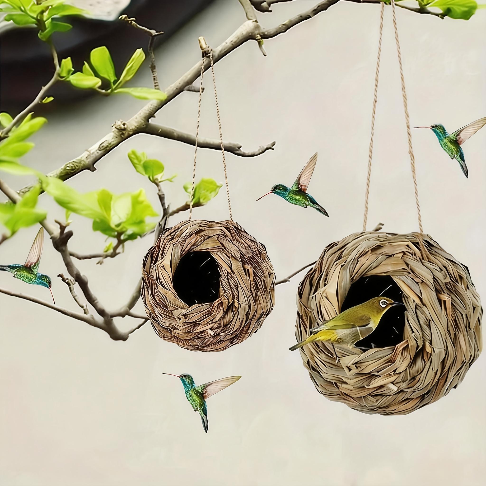 2pcs Handwoven Hummingbird Nest House- Outdoor Gardens And Patios, Spherical Design, Comfortable Nesting