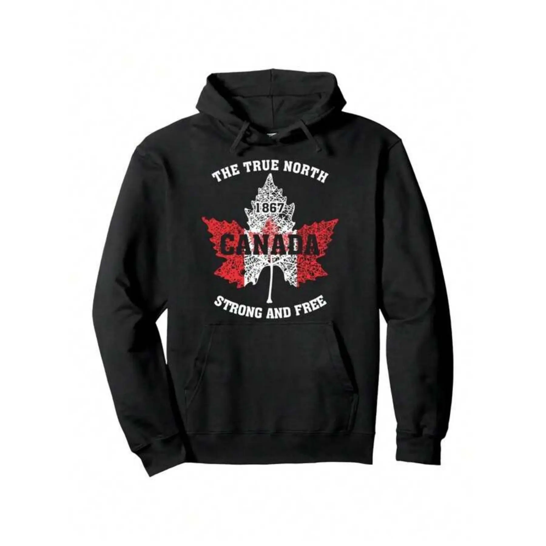 Autumn Winter Hot Items True North Strong And Free Proud Canada Pullover Hoodie Canada Not for Gift for Men Parents Friends SuppleLoose Fit Pullover Black Machine Washable Autumn Winter Knitwear Winter Casualwear