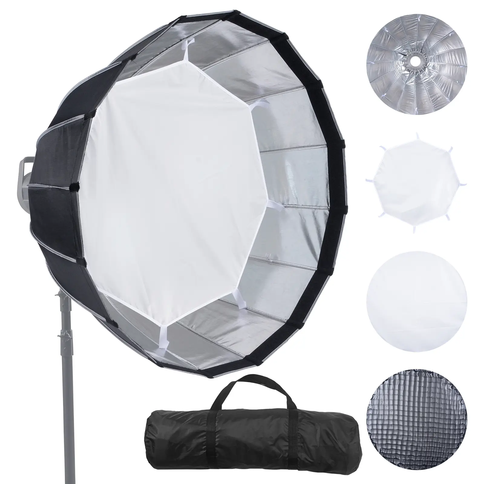 Parabolic Softbox, Quick Release and Quick Fold, Universal Bowens Mount, 4 Lighting Effects