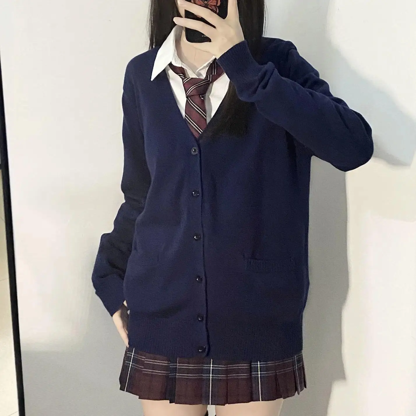 Schools Original Jk Uniform Suit Outer Sweater Japanese College Style Knitted Gray Cardigan