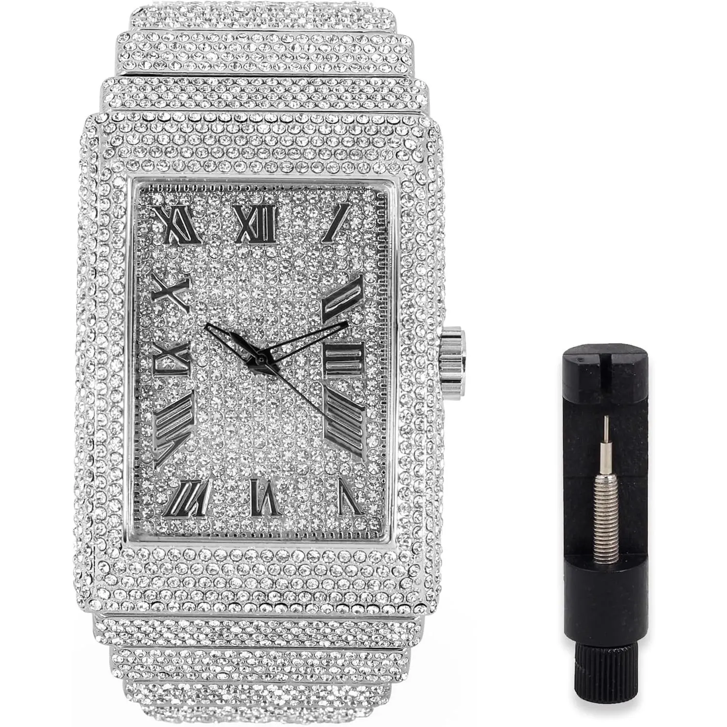 Men's Fully d Out Rectangle Watch, 40mm Case