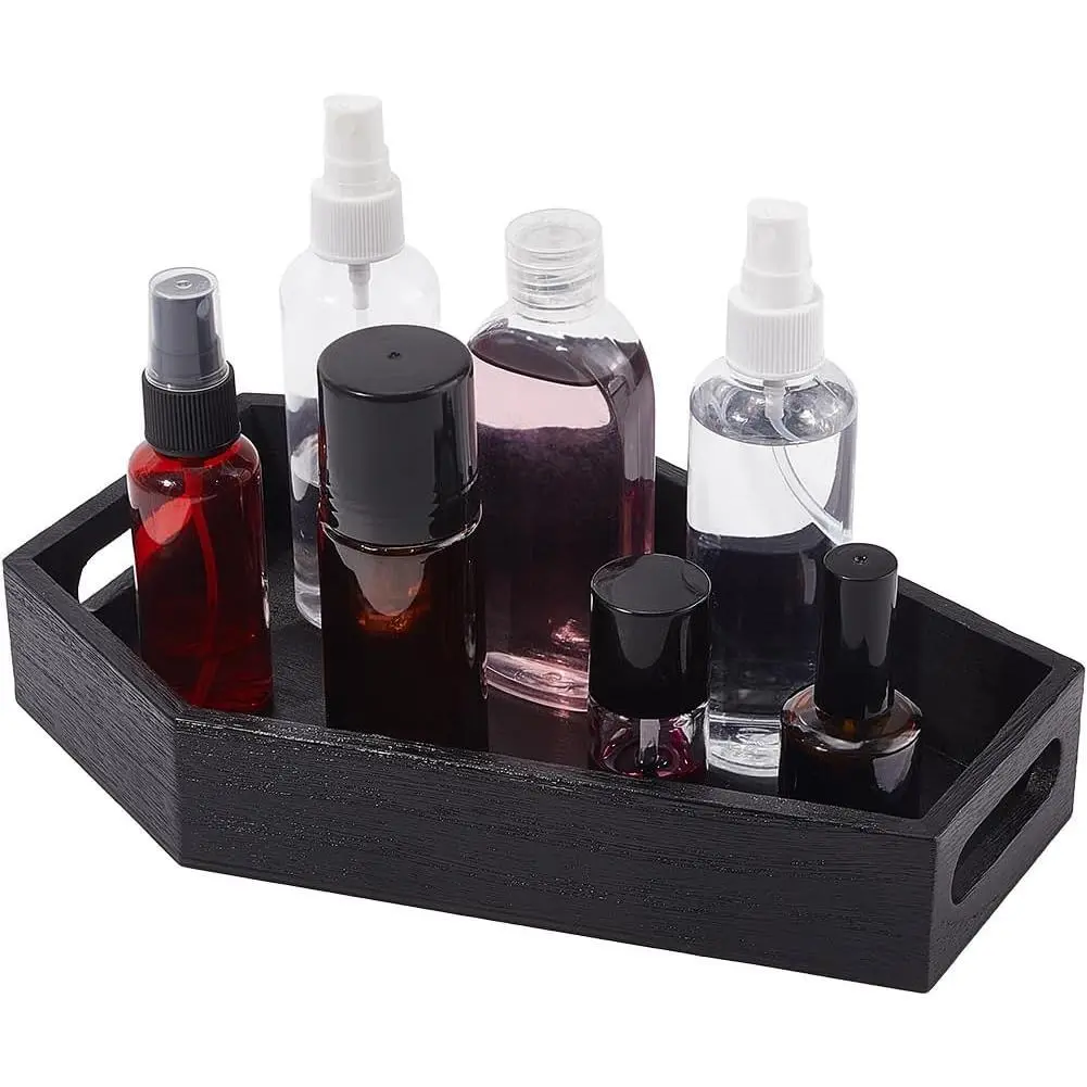 Coffin Wooden Jewelry Display Trays Halloween Tray for Display Stand Holder Coffin Shaped Decor
