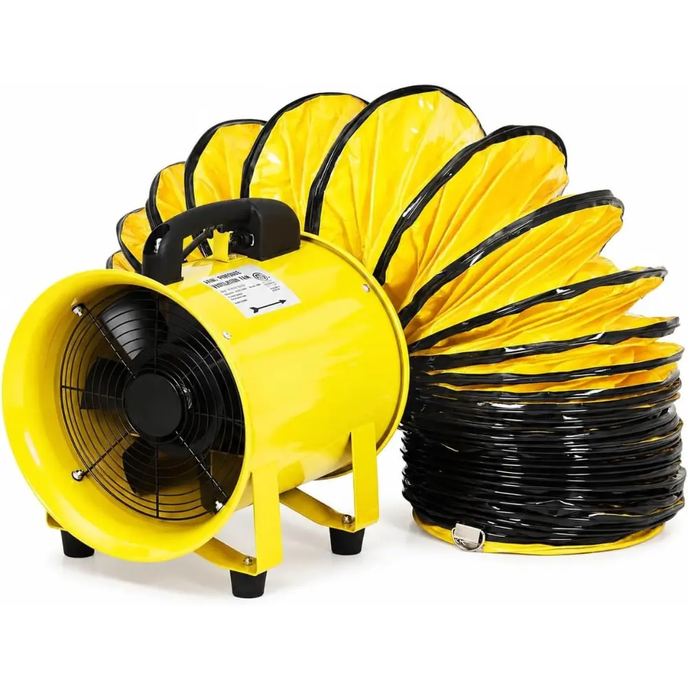 10'' Air Mover Blower Fan, 3500 RPM 2000 CFM with 32.8ft Flexible Duct, Industrial Portable Ventilator Blower/Exhaust for Basements, Workshops, Warehouses