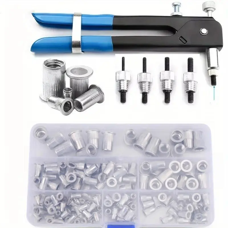 Car Rivet Nut Kit, Stainless Steel Rivet Nut Assortment Kit, Car Repair Tool for Automotive, Furniture, Electrical and Industrial Applications