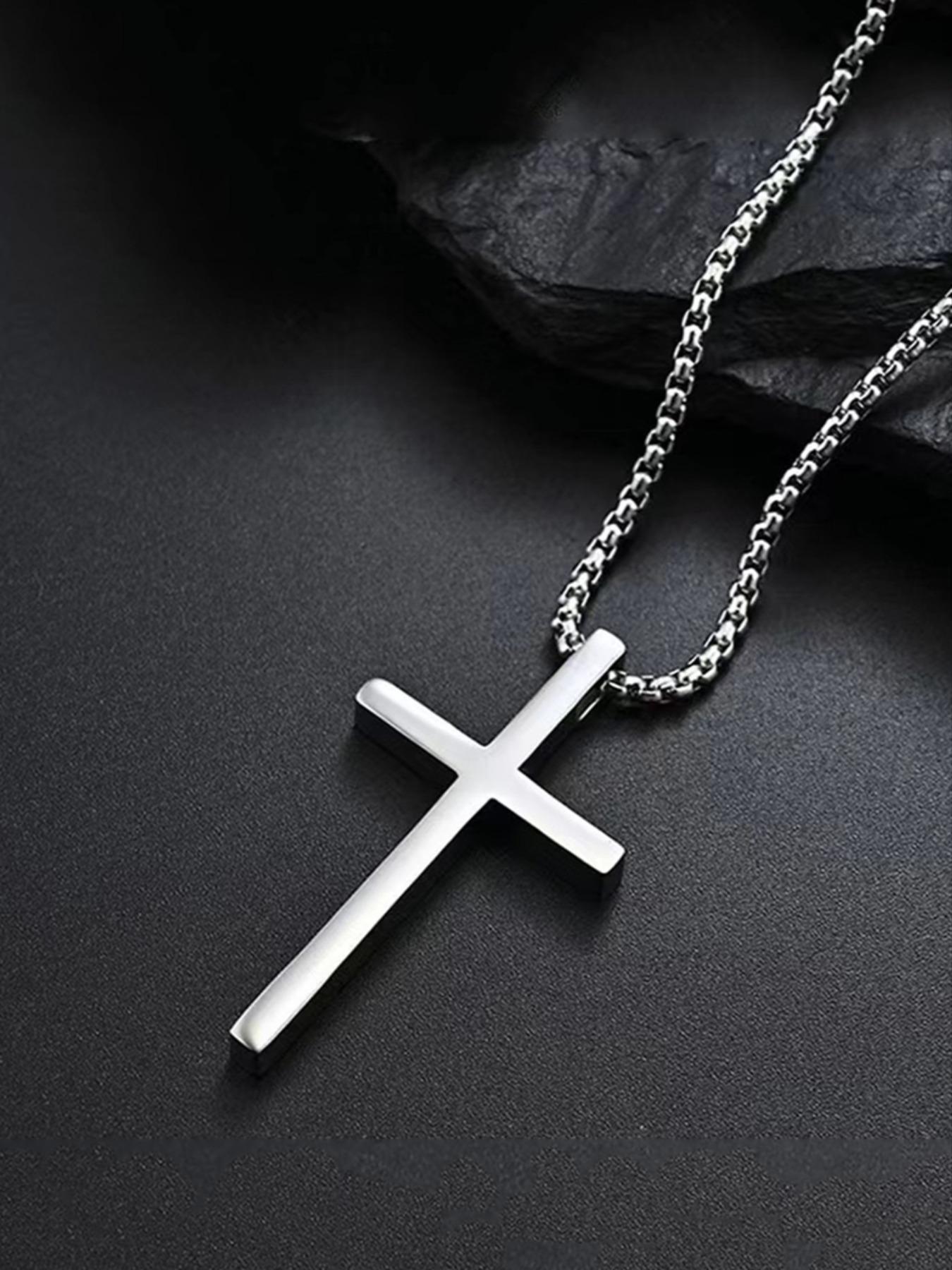 Stainless Steel Cross Necklace for Men and Women (Unisex), Mens Necklaces with 2.5mm Cross Chain