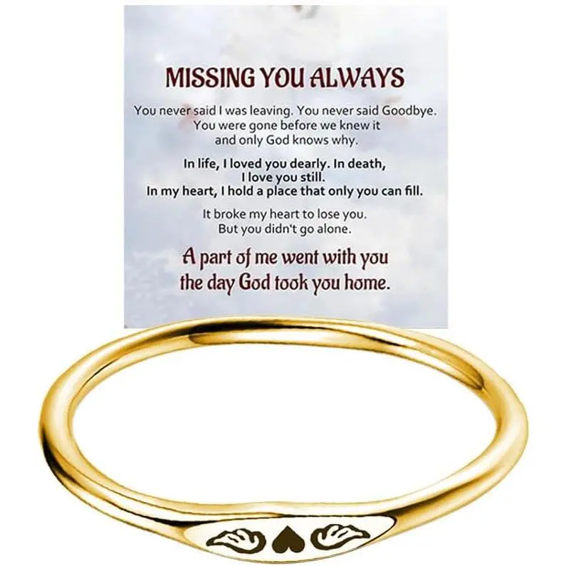 For Memorial,Angel Wing Heart Ring,Stainless Steel  Heart With  Ring,Missing You Forever Ring,Angel  Ring,Sympathy Memorial  for Loss of Loved