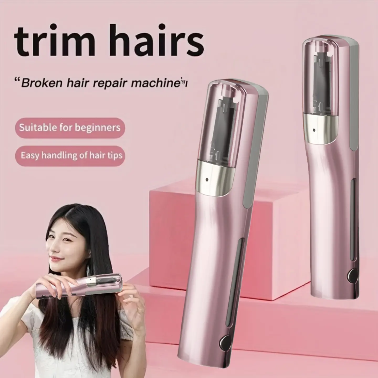 Wireless Hair Trimmer, Automatic Split Ends Remover, Type-C Charging, Multi-functional Electric Split Ends Cutter, Trims Damaged Split Ends Without Affecting Hair Quality, One-Button Operation, Portable Split Ends Cutting Tool