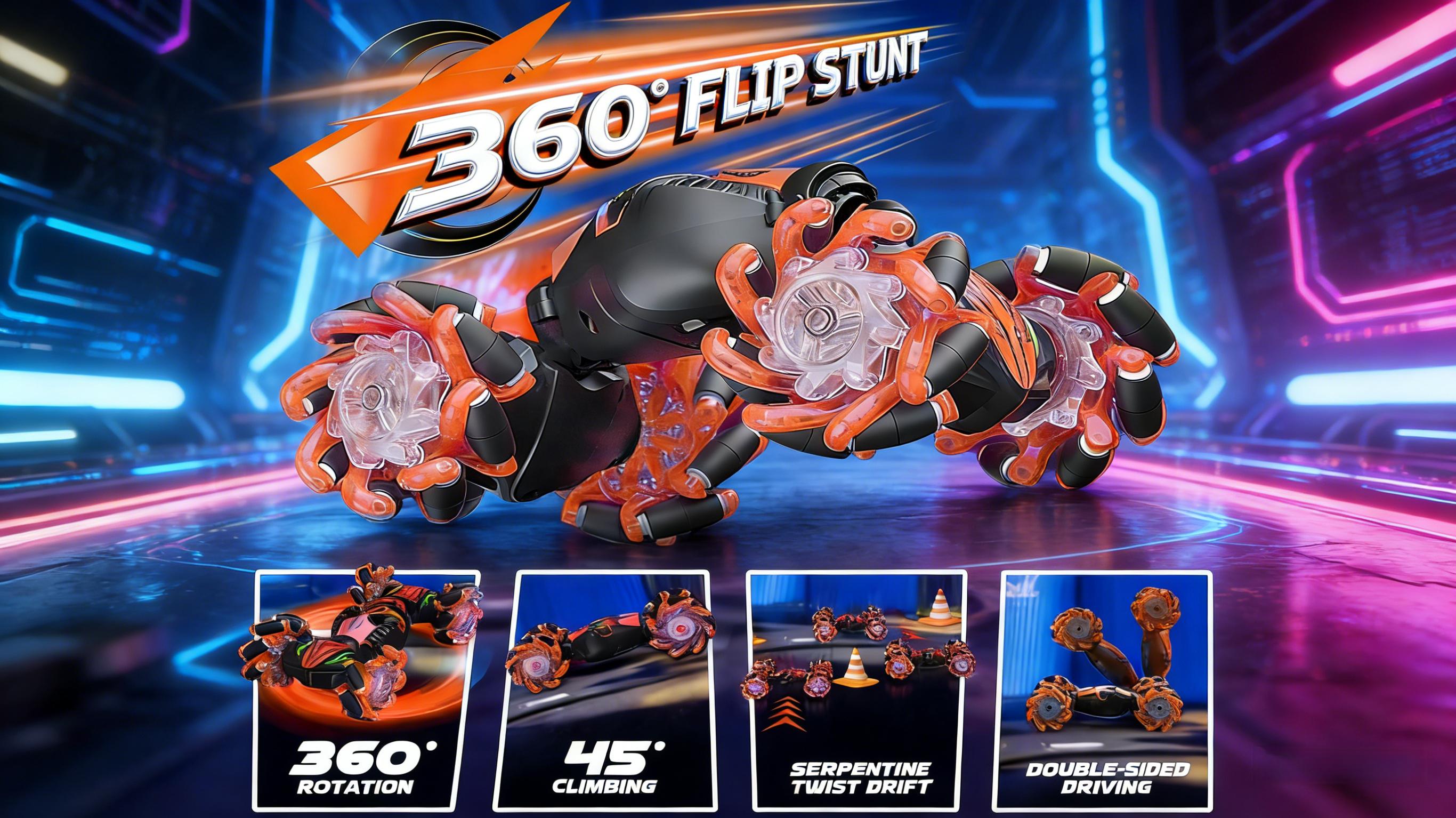 Gesture Sensing RC Stunt Car, Hand Controlled Remote Control Twist Cars with Light & Music, 4WD 360 °   Rotate Transform Drift, Cool Birthday presents and Ideas Gifts for Kids Age 6 7 8 9 10 11 12 YearsOld