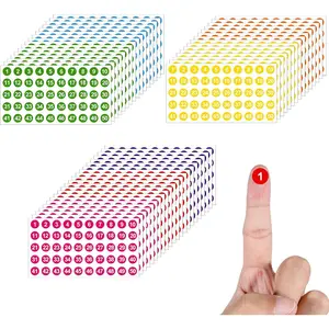 2500 count 1 to 50 Number Stickers, 50 Sheets Consecutive Colored Round Labels, 0.4" Self-Adhesive Small  Numbered Stickers for Indoor Outdoor, Inventory Storage Organizing Boxes DIY (Multicolor)
