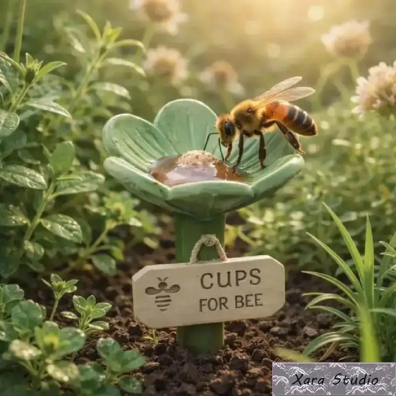 Ceramic Bee Watering Station – Durable Pollinator Feeder with Cute Bee Design, Eco-Friendly Garden Accessory for Backyard, Patio & Flower Beds, Decorative Outdoor Feeder for Bees, Butterflies & Hummingbirds