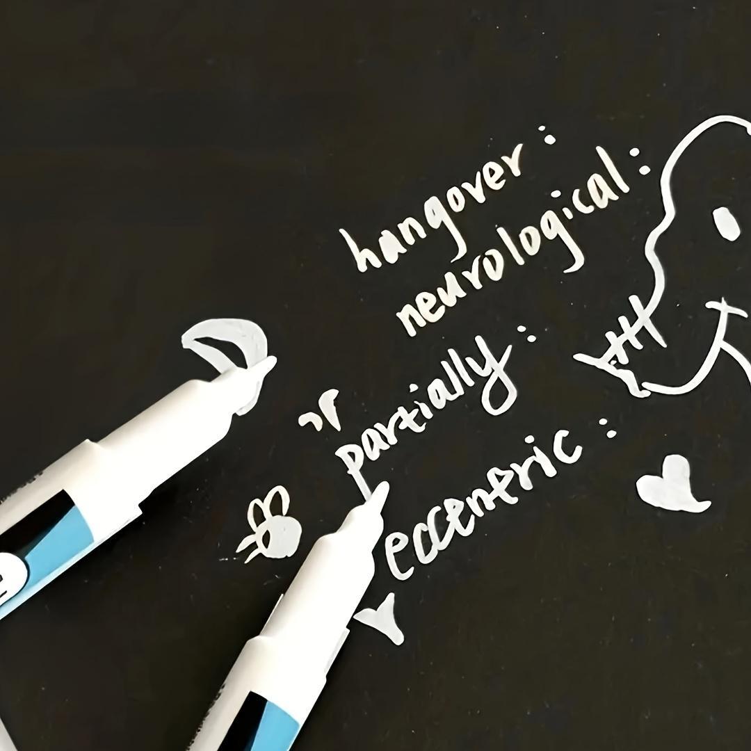 White Marker Pen (3 Counts), Quick Dry Marker Pen, Anti-fading Pen, DIY Craft Pen for Glass, Faux Leather, Wood, Metal, Permanent Oil Marker