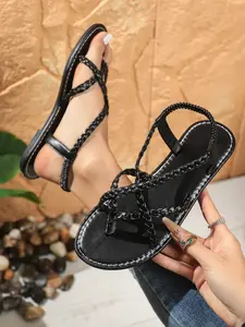 Summer Open-Toe Braided Flat Sandals, Cross-Strap Design, Multiple Colors Available, Versatile Fashion Footwear for Women
