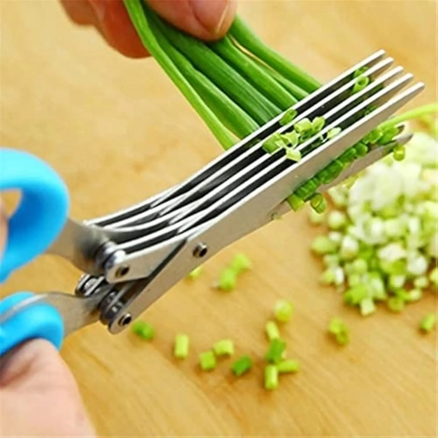 Multilayer Stainless Steel Multifunctional Knives Kitchen Scissors Chive Cutter Herb Spice Kitchen Slicer Shredded Scallion Cut New model