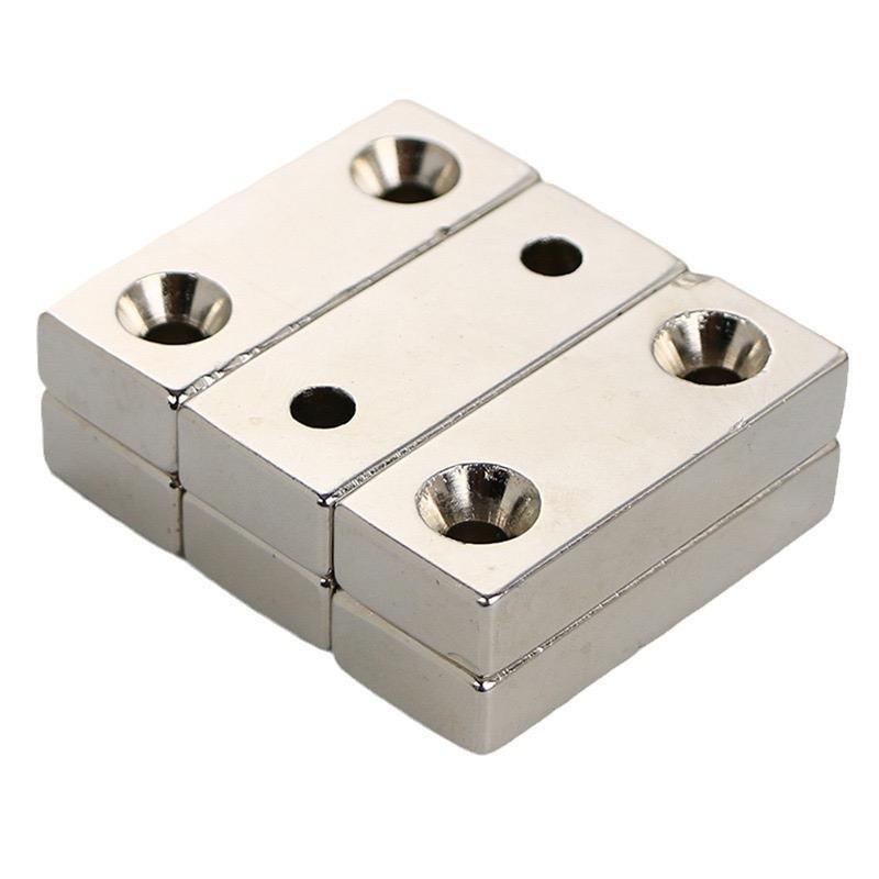 Strong Neodymium Square Magnets, Double Hole Design Magnets, Durable Multi-Application Magnetic Tool for Door, Window, Cabinet, Hardware