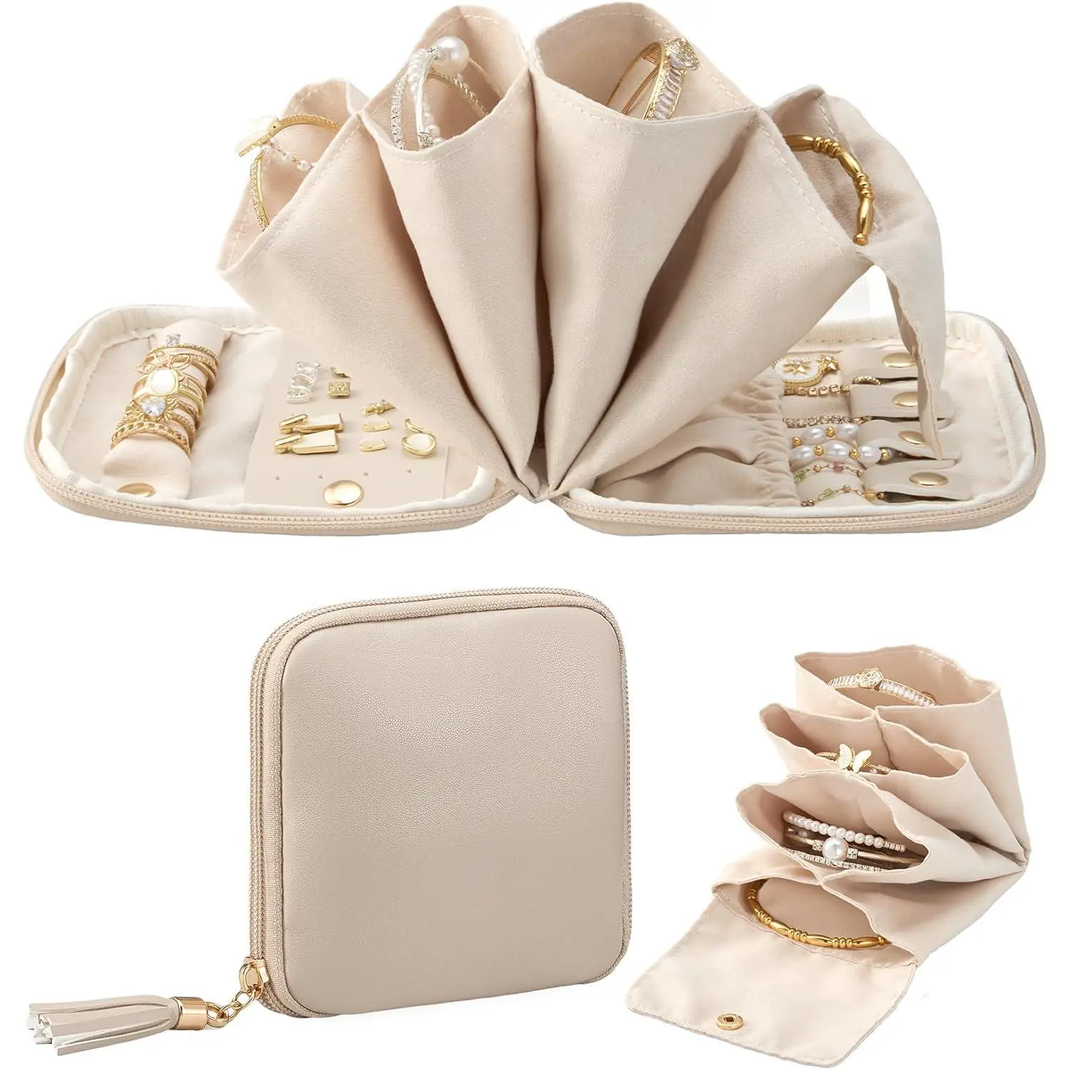 Soft Velvet Jewelry Organizer for Travel, Compact Pouch for Women with an Open Top Design and Secure Snaps for Earrings & Necklaces, Easy Access For Everyday Use