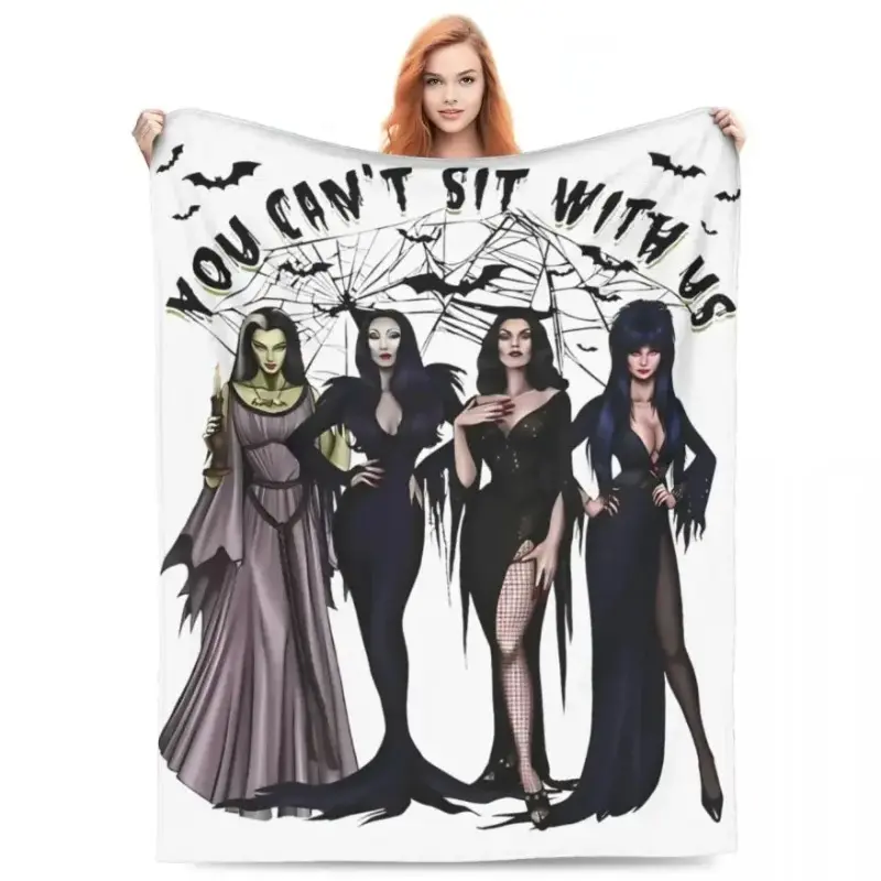 Elvira's Mistress of The Dark Flannel Throw Blanket - Super Soft Home Textile, Cozy Wrinkle Resistant Bedding for Bed, Travel & Office, Horror Movie Halloween Bedspread, Home Textile Blanket