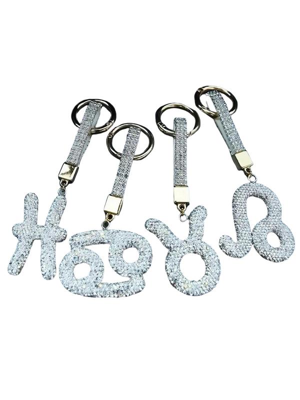 12 Zodiac Silver Color Pendant Keychain, Fashionable Valentine's Day Bag Accessory, Unique Design for Daily Use, Perfect Gift for Women and Girls