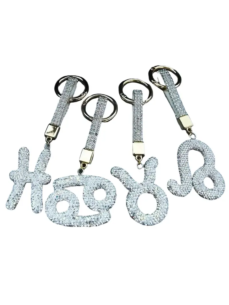 12 Zodiac Silver Color Pendant Keychain, Fashionable Valentine's Day Bag Accessory, Unique Design for Daily Use, Perfect Gift for Women and Girls