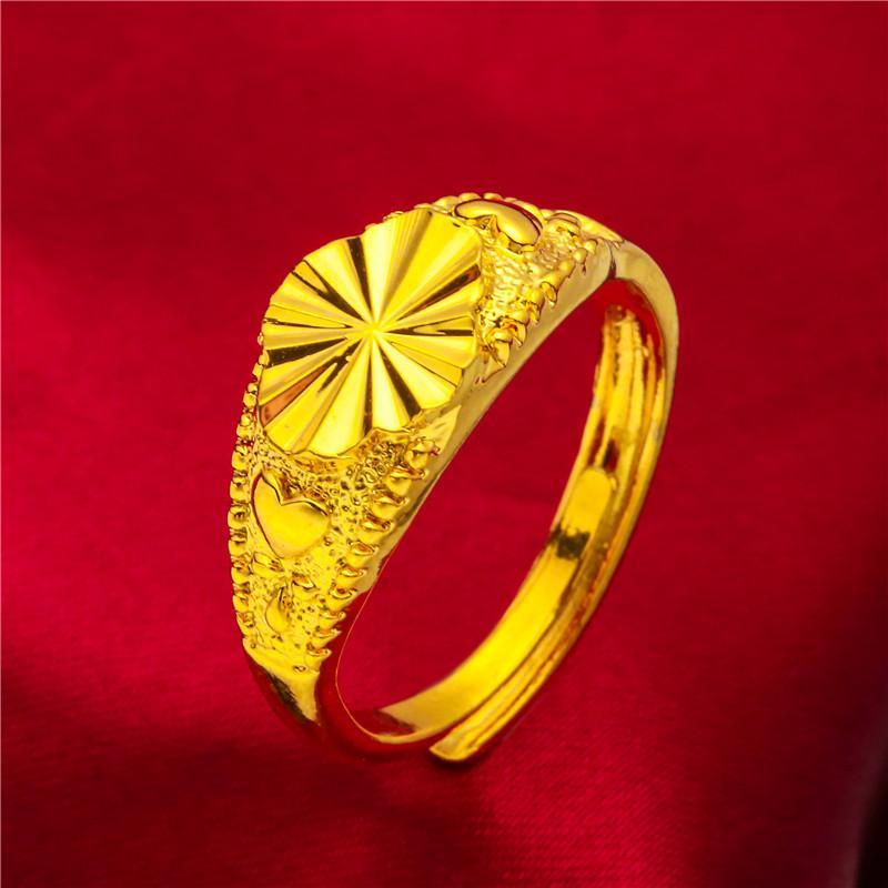 NEW Dubai Flower Gold Color Arab Rings For Women Resizable Ethiopia Wedding Jewelry African Party Gift Nigerian Jewellery
