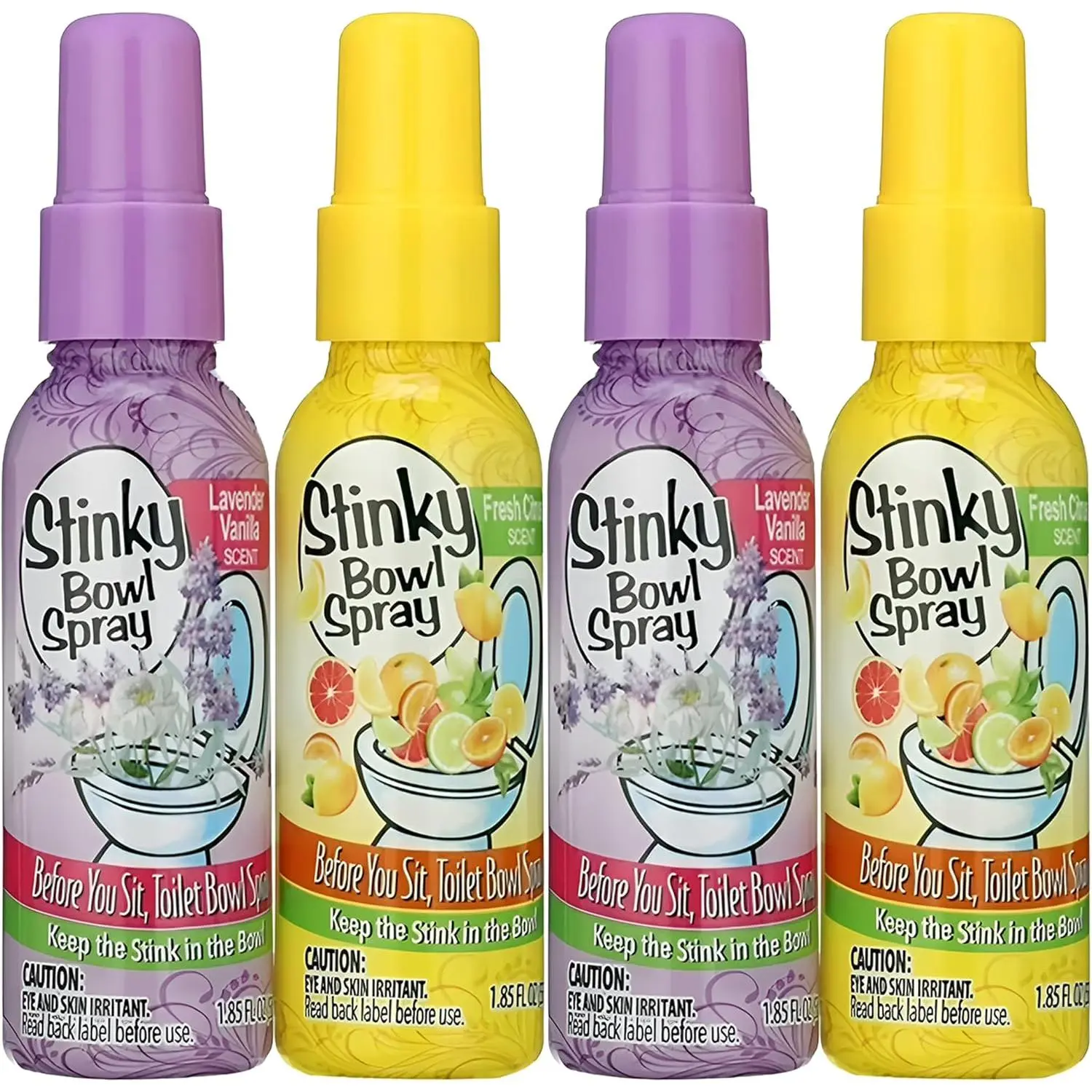 4 Pack of Poo Be Gone   Toilet Perfume , Lavender Vanilla and  Citrus Scent Air Freshener Toilet Odor Inhibitor 1.85oz Bottles