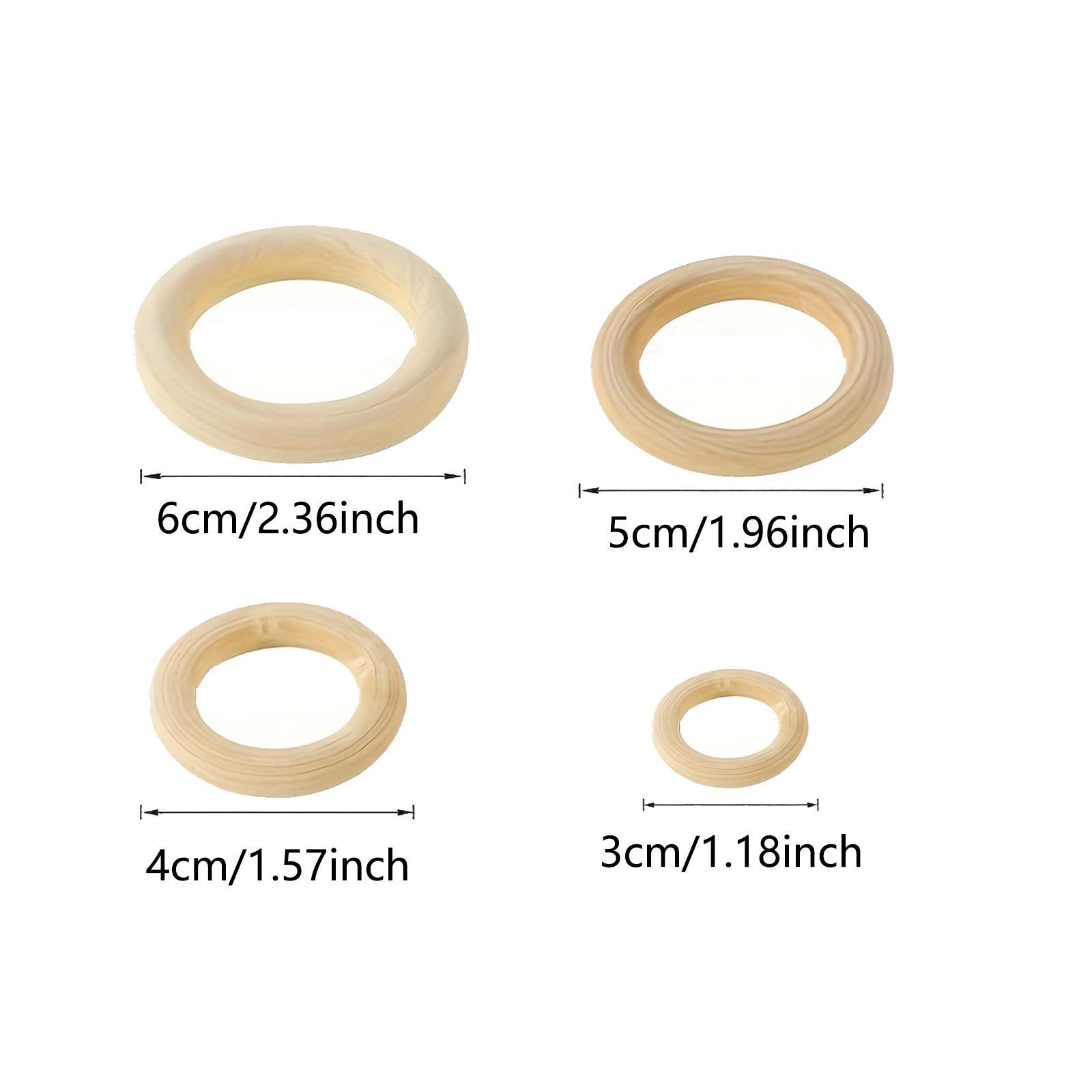 Natural Wooden Circle, Round, 5 Counts/set Wooden Circle for DIY Craft, DIY Wooden Accessories for Crafts Tassels Fringe Rings