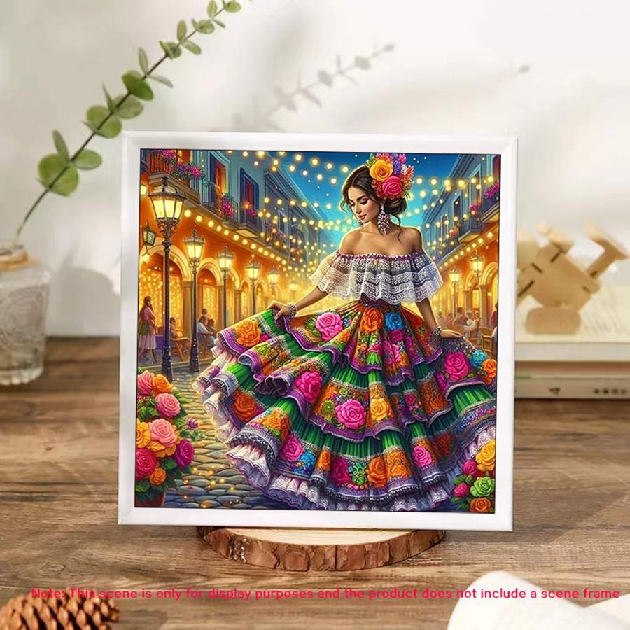 5D Diamond Arts Colorful Painting Kit, Dancing Figure Pattern Diamond Arts Crafts Kit without Frame, DIY Handcraft Decorative Art Picture for Beginner, Embroidery, Diamond Art Tools, Diamond Painting Kits