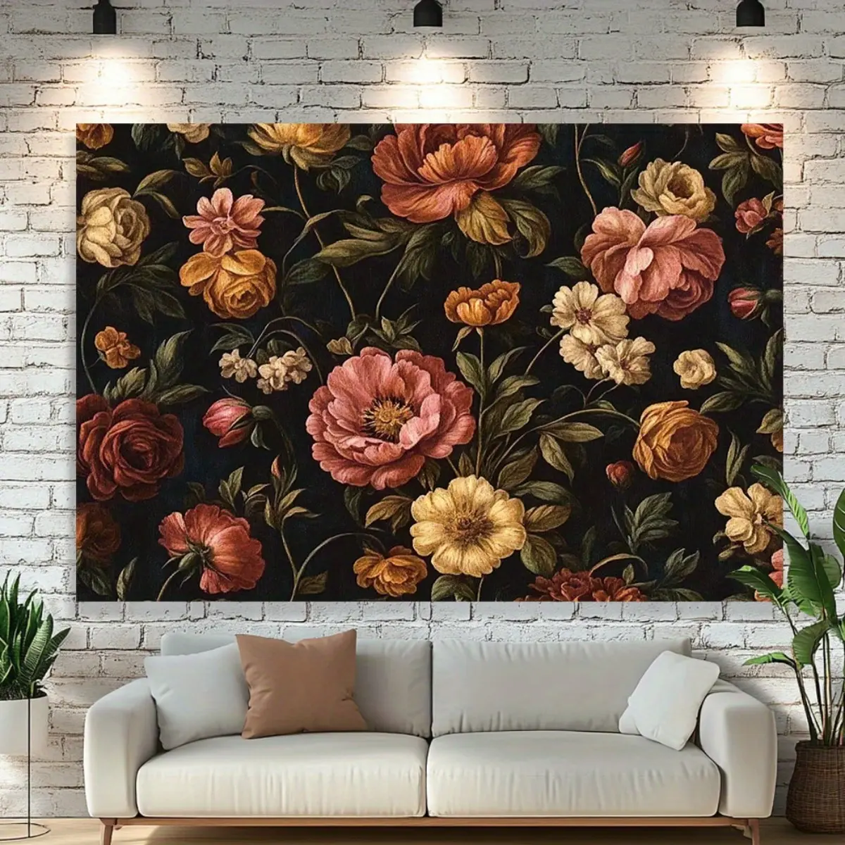2D Flat Vintage Floral Banner | Elegant Botanical Flower Backdrop | Single-Sided Polyester | Metal Grommets for Easy Hanging | Wedding, Birthday Party, Living Room, Photo Booth & Indoor Decor