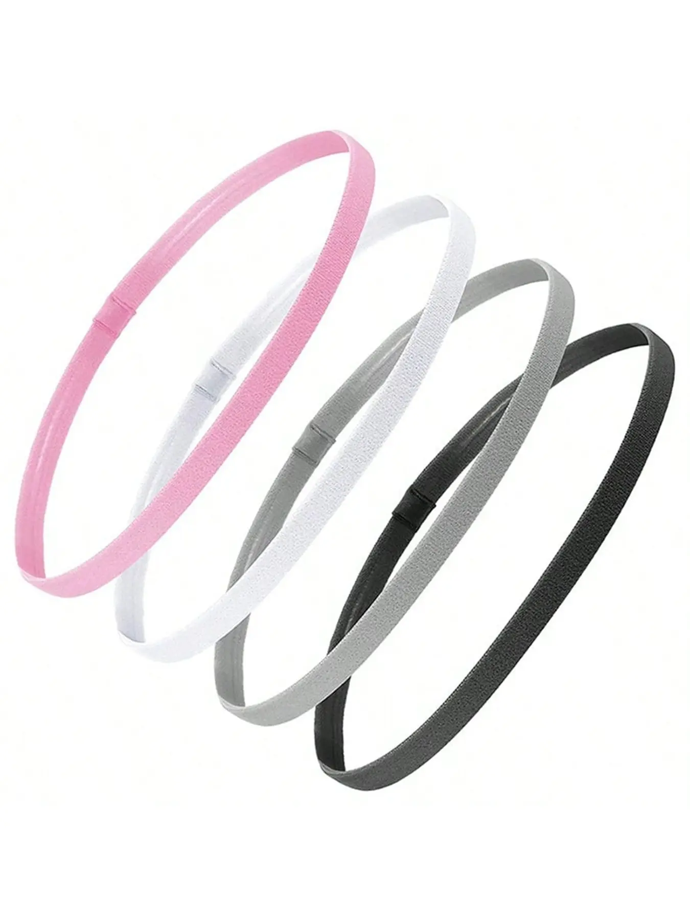 Solid Color Sports Headband, 4 Counts/set Sweat Absorbing Non-slip Elastic Headbands, Hair Accessories for Running, Basketball, Football, Gym