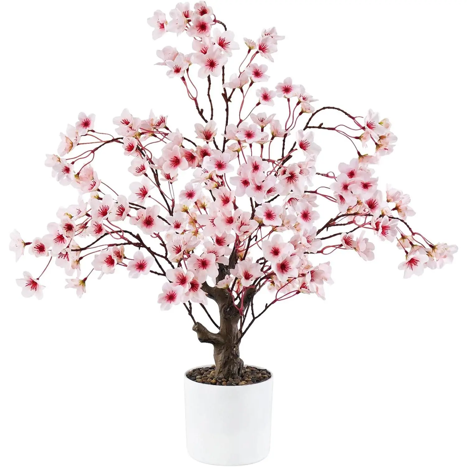 Caxchiling 2FT Minimalist Artificial Cherry Blossom Tree, Decorative Botanical Aesthetic Tabletop Tree with Vase Pot, Pink Flower Plant for Centerpiece, Home Decor Gift, Office Desk Wedding Party Accent