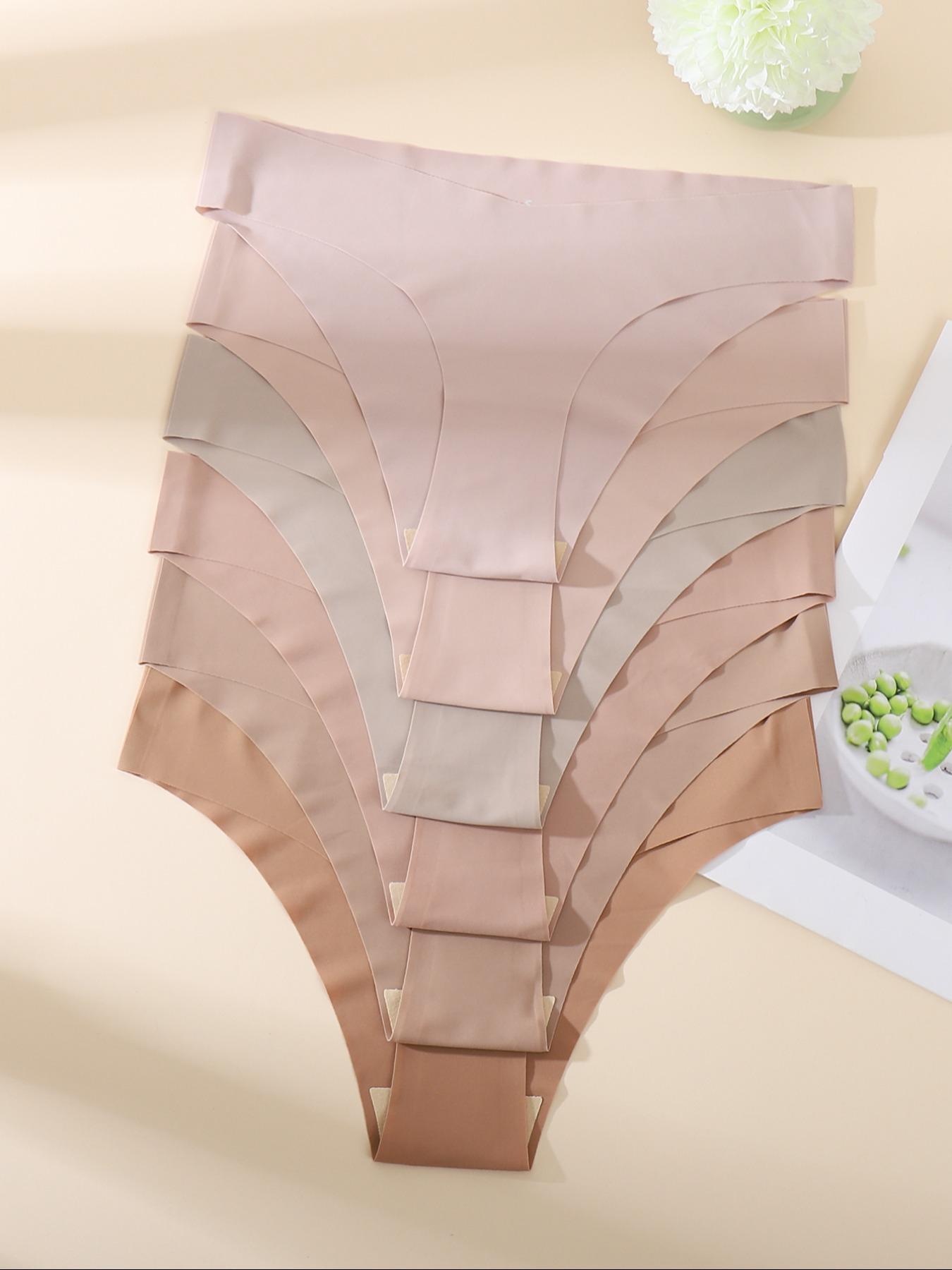 Women's Solid Color/All Over Print Seamless Panty, Soft Comfy Breathable Knicker for Everyday Wear, Underwear for All Seasons