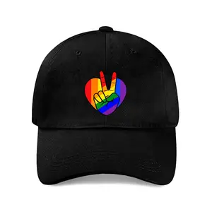 Rainbow Heart Peace Sign Baseball Cap Adjustable Dad Hat for Men Women