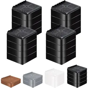 Furniture Risers Duty Bed Risers Blocks Lift 4, 3, 2 inches for Couch, Sofa, Table, Desk, Chair Legs, Refrigerator, Machine up to 4000 pounds (Black 4 Pack, 4 inch)