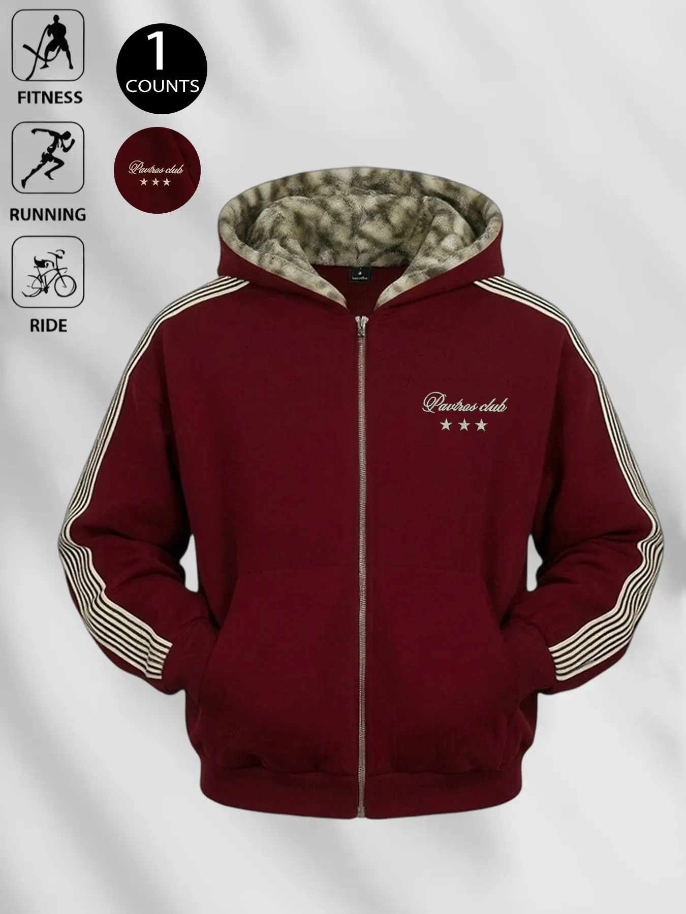 Men's Full-Zip Hoodie Jacket, Versatile Multi-Wear Light Outdoor Street Trend Top With Star Embroidery Logo, Loose Functional Athletic Sweatshirt For Gym, Running, Cycling & Daily Commute Outfits Gym Wear Y2K