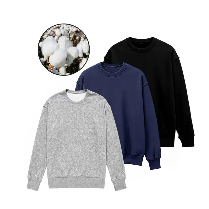 Men's380G  thin fleece crew neck sweatshirt Cotton Blend Thin Fleece Lined Long Sleeve Pullover Regular Fit Soft Breathable Durable Everyday Comfort Machine Washable Casual Outdoor Urban Street Wear