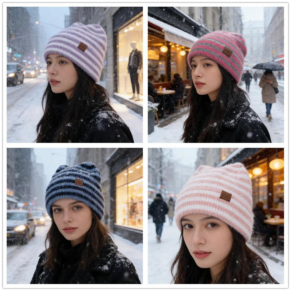 Women's Plush Winter Hat With Fluffy Ears,Cozy Cat Ear Design,Fashion Y2K Beanie For Women