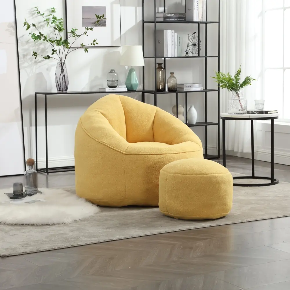 Littleox Bedding Bean Bag Sofa Chair High Pressure Foam Bean Bag Chair Adult Material with Padded Foam Padding Compressed Bean Bag With Footrest