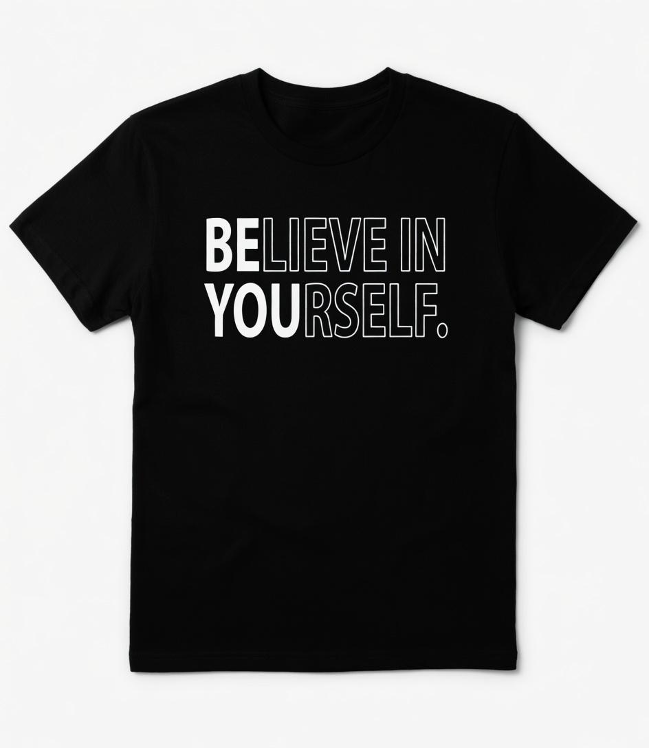 Believe In Yourself Motivational T-Shirt, Inspirational Teacher Appreciation Graphic Tee, Positive Growth Mindset Short Sleeve Apparel, Aesthetic Educator Team & Self-Love Gift Fashion Top, Viral Trendy Proud Of Yourself Statement Streetwear Crew Neck