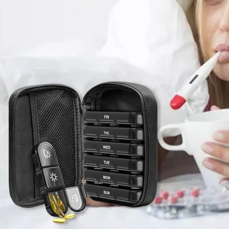 Weekly Pill Storage Organizer 7 Days 3 Times Daily, Durable PP Plastic Pill Box With Canvas Storage Bag, Travel & Home Medication Container For Tablets, Vitamins And Daily Supplement Arrangement