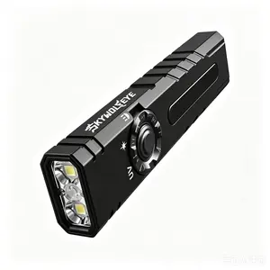 4-in-1 Slim EDC Flashlight, 2200LM Rechargeable Pocket Light with UV & RGB Side Light, Smart Lockout Keychain Torch for Camping, Dog Walking & Emergencies