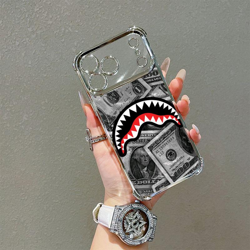 The new shark bite-patterned four-corner airbag anti-drop protection phone case. This is a transparent, casual-style soft TPU protective case, specially designed for iPhone 17 Pro Max, 16, 15, 14, 13, 12, 11, Pro, Plus, Max, Air models. Simple yet shock-p
