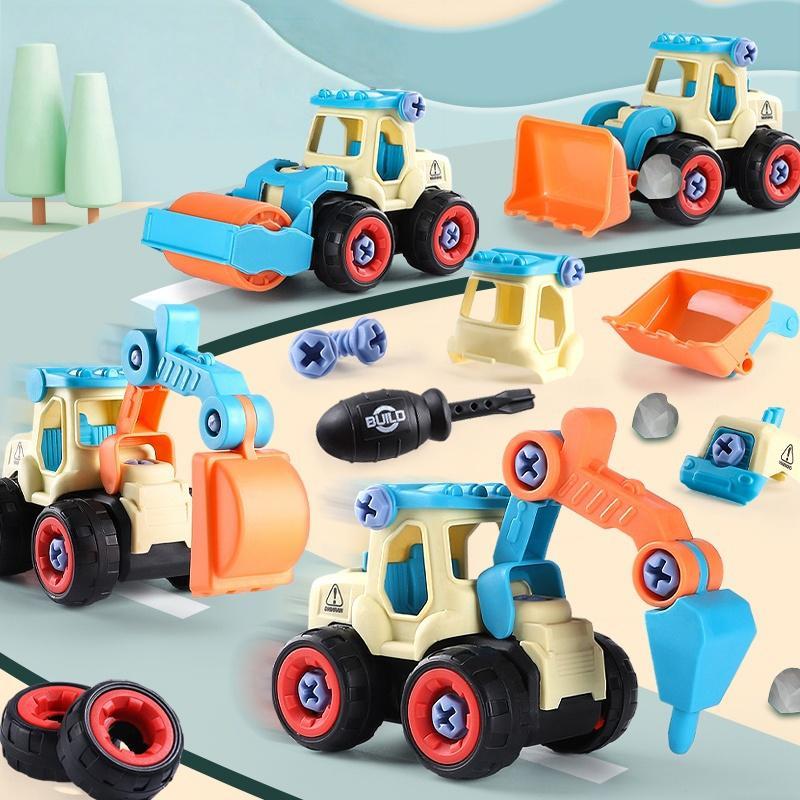 Engineering Vehicle Building Blocks Toy with Screwdriver, Detachable Parts Excavator Building Blocks, Educational Assembly Toy for Kids