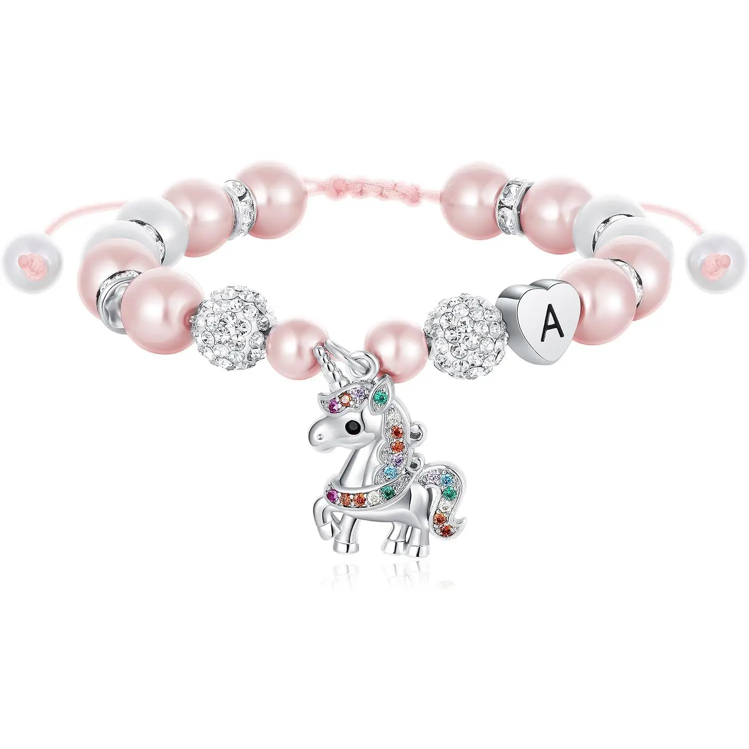 Unicorn Unicorn Bracelet Gifts for Girls  -   and Rhinestone Balls Heart Initial Unicorn Bracelets Adjustable  CZ Unicorn Bracelet Birthday Gifts for Teens