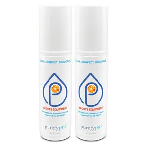 Sports Equipment Disinfectant Spray - (4oz, 2pk) Kills 99.9999% MRSA, HIV, Athlete Foot Fungus, Virus and Fungi. No Rinse, No Residue. Sports Pads, Yoga Mats, Shoes, Boxing Gloves Euipment