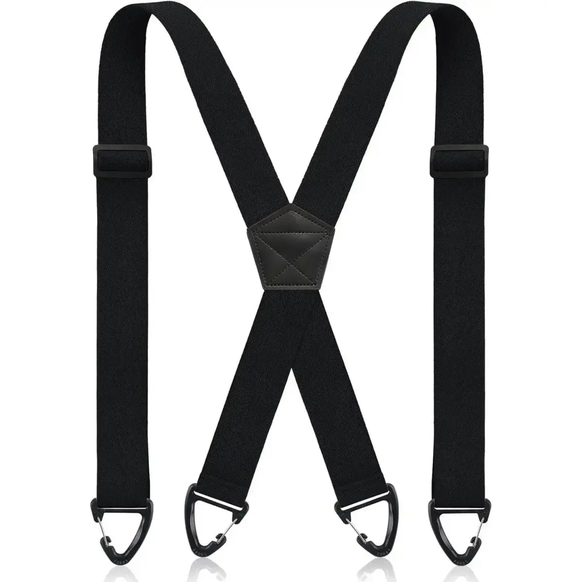 Men Hidden Under Clothes X-Back Suspenders, 1.5 Inch Heavy-Duty Elastic Straps with Belt Loops, Airport Friendly Black Braces